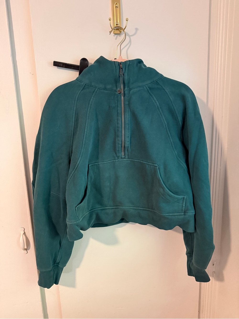 Lululemon Teal Scuba Half-Zip Cropped Hoodie